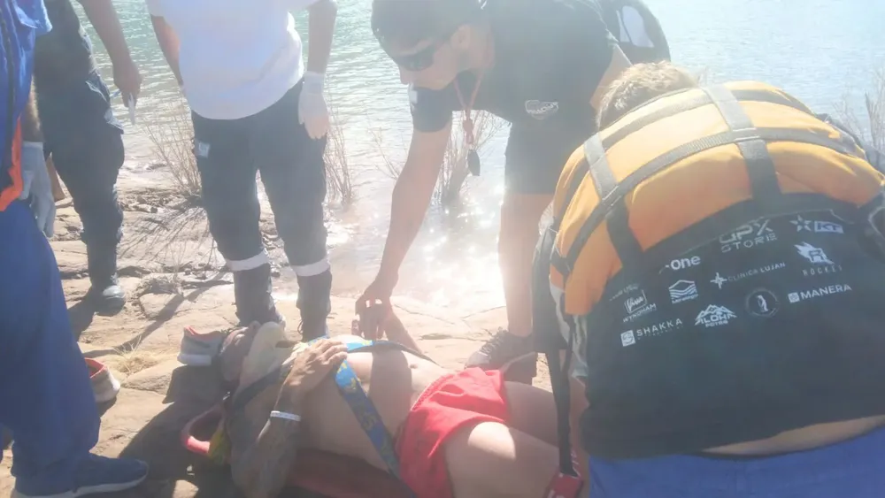 Hombre rescatado en Potrerillos